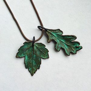 Copper Dipped Leaf Necklace